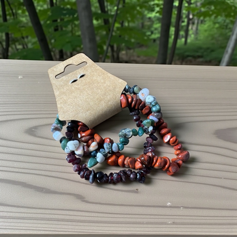 Boho Women’s Multicolor Stone Beaded Bracelet set